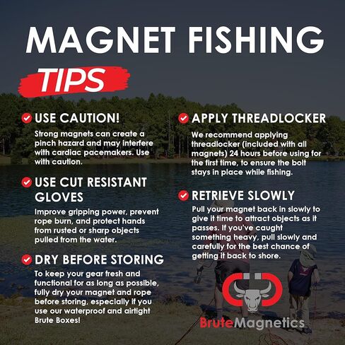 Brute Magnetics Magnet Fishing Rope | 65ft Heavy Duty Rope with Double Carabiner| Thick 1/4" Rope, Very Strong 1680 lbs | Multi Purpose Rope for Outdoor |Orange in Kuwait