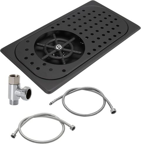 شطف إبريق، شطف إسبرسو، صينية تصريف والتقطير، شطف زجاجي من الفولاذ المقاوم للصدأ للحوض، شطف رذاذ غسالة الأكواب للمنزل والمطبخ والفندق والمطعم (12.8 × 6.9 × 0.9 بوصة، أسود) in Kuwait