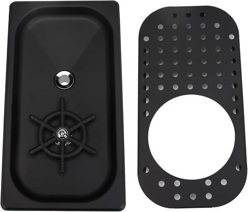 شطف إبريق، شطف إسبرسو، صينية تصريف والتقطير، شطف زجاجي من الفولاذ المقاوم للصدأ للحوض، شطف رذاذ غسالة الأكواب للمنزل والمطبخ والفندق والمطعم (12.8 × 6.9 × 0.9 بوصة، أسود) in Kuwait