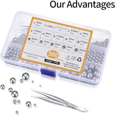 560 Pcs 2-10mm Assorted Bicycle Bearing Balls, Metric Precision Stainless Steel Bike Bicycle Wheel Metal Bearing Balls Assortment Kit - 13 Sizes in Kuwait