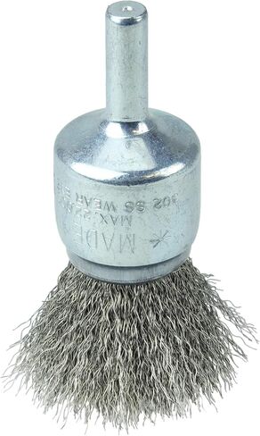 Weiler 36283 Wolverine 3/4" Crimped Wire End Brush, 006"Stainless Steel Fill, 1/4" Stem, Made in The USA (Pack of 10) in Saudi Arabia