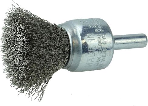 Weiler 36283 Wolverine 3/4" Crimped Wire End Brush, 006"Stainless Steel Fill, 1/4" Stem, Made in The USA (Pack of 10) in Saudi Arabia