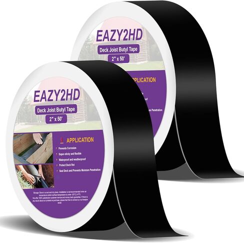 شريط رافعة من Eazy2hD للتزيين مقاس 1-5/8 بوصة × 50 قدم، 4 عبوات، شريط بوتيل ديك مقاوم للماء وشريط وامض مضاد للتآكل لأعلى الروافد، وروافد الحواف، وتحت الروافد والعوارض in Kuwait