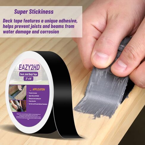 شريط رافعة من Eazy2hD للتزيين مقاس 1-5/8 بوصة × 50 قدم، 4 عبوات، شريط بوتيل ديك مقاوم للماء وشريط وامض مضاد للتآكل لأعلى الروافد، وروافد الحواف، وتحت الروافد والعوارض in Kuwait