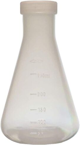 Plastic Erlenmeyer Flask Set with Screw Caps - 4 Sizes - 50, 100, 250, and 500ml, Polypropylene, Molded Graduations, Karter Scientific 252N9 in Saudi Arabia