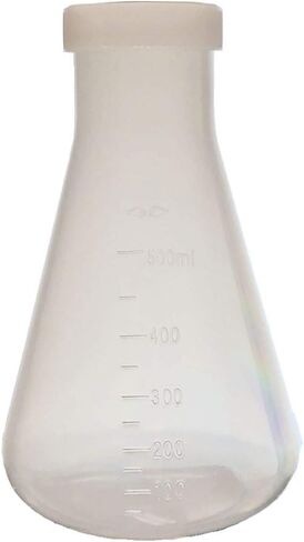 Plastic Erlenmeyer Flask Set with Screw Caps - 4 Sizes - 50, 100, 250, and 500ml, Polypropylene, Molded Graduations, Karter Scientific 252N9 in Saudi Arabia