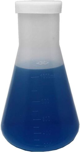 Plastic Erlenmeyer Flask Set with Screw Caps - 4 Sizes - 50, 100, 250, and 500ml, Polypropylene, Molded Graduations, Karter Scientific 252N9 in Saudi Arabia