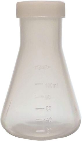 Plastic Erlenmeyer Flask Set with Screw Caps - 4 Sizes - 50, 100, 250, and 500ml, Polypropylene, Molded Graduations, Karter Scientific 252N9 in Saudi Arabia