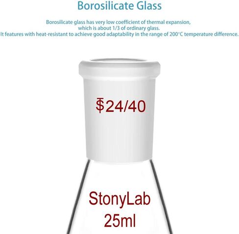 StonyLab زجاج البورسليكات 500 مل قارورة استرداد ذات جدار ثقيل ورقبة واحدة قارورة مبخر دوارة، مع وصلة خارجية 24/40 - 500 مل in Saudi Arabia