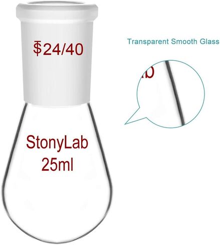 StonyLab زجاج البورسليكات 500 مل قارورة استرداد ذات جدار ثقيل ورقبة واحدة قارورة مبخر دوارة، مع وصلة خارجية 24/40 - 500 مل in Saudi Arabia