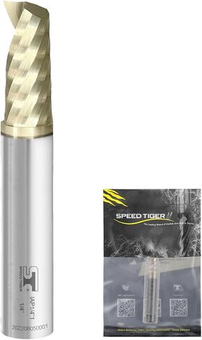 SPEED TIGER مطحنة نهاية فلوت واحدة حلزونية من الكربيد الصلب باستخدام الحاسب الآلي - IAP1/4 بوصة قطر 1/4 بوصة ساق 2 بوصة OVL (قطعة واحدة، 1/4 بوصة) - للألمنيوم والخشب والبلاستيك والنحاس وقطع النحاس - مجموعات قطع المطحنة للمحترفين in Saudi Arabia