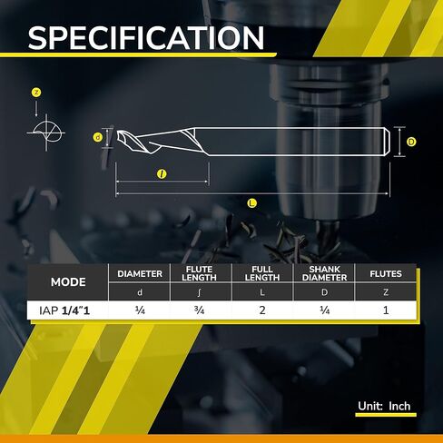 SPEED TIGER مطحنة نهاية فلوت واحدة حلزونية من الكربيد الصلب باستخدام الحاسب الآلي - IAP1/4 بوصة قطر 1/4 بوصة ساق 2 بوصة OVL (قطعة واحدة، 1/4 بوصة) - للألمنيوم والخشب والبلاستيك والنحاس وقطع النحاس - مجموعات قطع المطحنة للمحترفين in Saudi Arabia