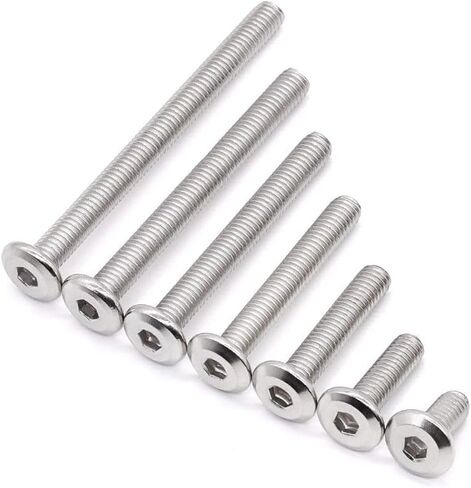 Glvaner M6-1.0 x 50mm Binding Screws Furniure Screws, Connection Bolt, Flat Round Head Socket Head Cap Screws, 304 Stainless Steel 18-8 Full Thread, 20 pcs in Kuwait