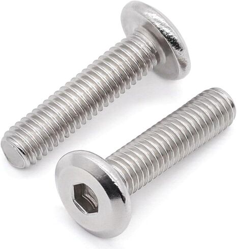 Glvaner M6-1.0 x 50mm Binding Screws Furniure Screws, Connection Bolt, Flat Round Head Socket Head Cap Screws, 304 Stainless Steel 18-8 Full Thread, 20 pcs in Kuwait