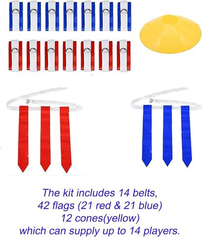 Flag football belts,flag football set,For kids,Youths, Adults,flags for flag football,flag football flags,flag football gear,Training Equipment[14pcs] in Kuwait
