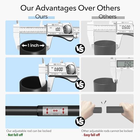Black Curtain Rods for Windows 32 to 120 Inch, Heavy Duty Curtain Rod Adjustable Length, 1 Inch Diameter Modern Decorative Curtain Rods(Black,32-120") in Saudi Arabia