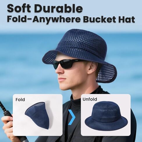 Mesh Bucket Hat for Women: Summer Hats for Men - Breathable Beach Hat - Safari Hat Gardening Hiking Fishing Hats in Saudi Arabia