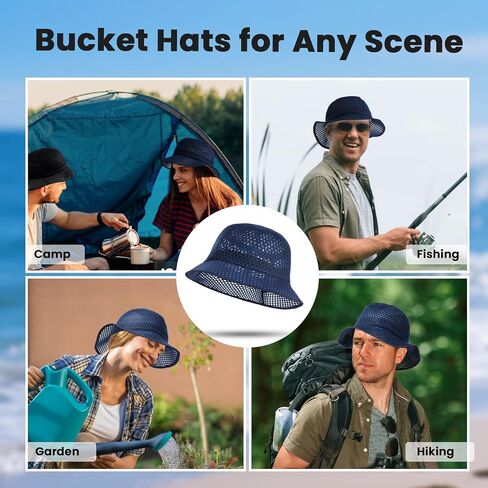 Mesh Bucket Hat for Women: Summer Hats for Men - Breathable Beach Hat - Safari Hat Gardening Hiking Fishing Hats in Saudi Arabia