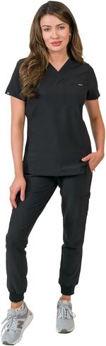 Medgear Women's 1-Pocket Top Knit Rib Cuff Jogger Pants Set in Kuwait