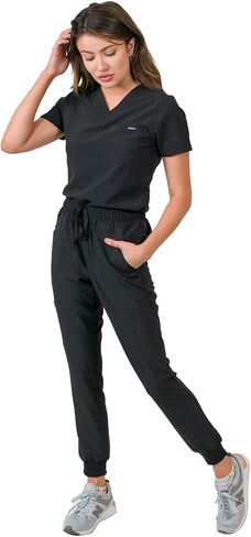 Medgear Women's 1-Pocket Top Knit Rib Cuff Jogger Pants Set in Kuwait