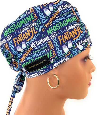 Unisex Medical Scrub Cap – Anesthesia Meds Scribbles Multicolor in Saudi Arabia