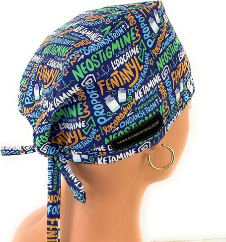 Unisex Medical Scrub Cap – Anesthesia Meds Scribbles Multicolor in Saudi Arabia