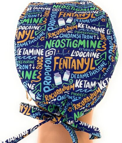 Unisex Medical Scrub Cap – Anesthesia Meds Scribbles Multicolor in Saudi Arabia
