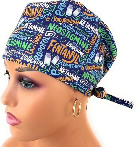 Unisex Medical Scrub Cap – Anesthesia Meds Scribbles Multicolor in Saudi Arabia