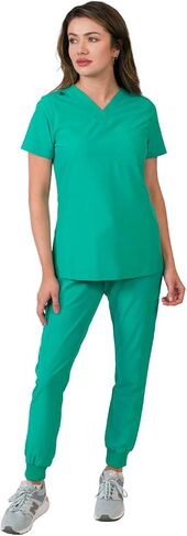 Medgear Women's 1-Pocket Top Knit Rib Cuff Jogger Pants Set in Kuwait