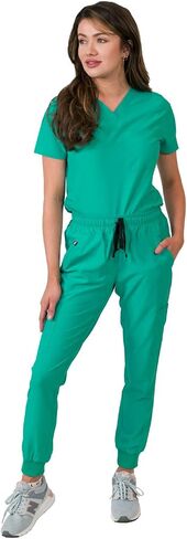 Medgear Women's 1-Pocket Top Knit Rib Cuff Jogger Pants Set in Kuwait