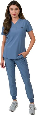 Medgear Women's 1-Pocket Top Knit Rib Cuff Jogger Pants Set in Kuwait