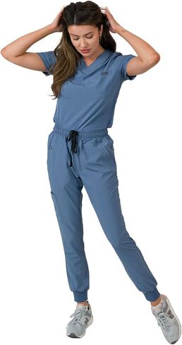 Medgear Women's 1-Pocket Top Knit Rib Cuff Jogger Pants Set in Kuwait