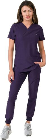 Medgear Women's 1-Pocket Top Knit Rib Cuff Jogger Pants Set in Kuwait