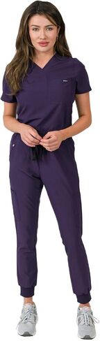 Medgear Women's 1-Pocket Top Knit Rib Cuff Jogger Pants Set in Kuwait