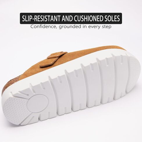 Suede Clogs for Women Platform Shoes， Memory Foam Arch Support Cork Footbed， Sandals & Mules Non-Slip in Saudi Arabia