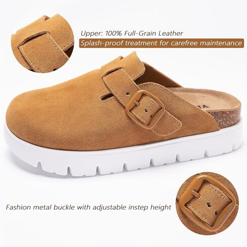 Suede Clogs for Women Platform Shoes， Memory Foam Arch Support Cork Footbed， Sandals & Mules Non-Slip in Saudi Arabia
