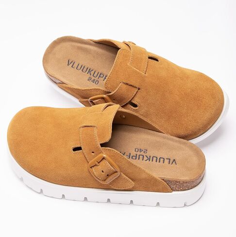 Suede Clogs for Women Platform Shoes， Memory Foam Arch Support Cork Footbed， Sandals & Mules Non-Slip in Saudi Arabia