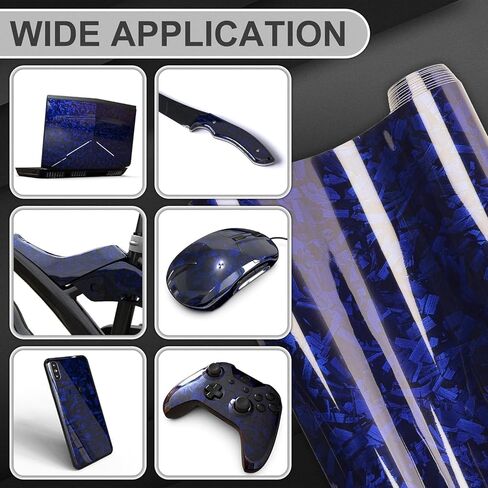 لفة فينيل ألياف الكربون المزورة مع مجموعات أدوات 4pcs ، لفائف فينيل عالية اللمعان ، ورقة أفلام مركبة تلقائية DIY مع تقنية إطلاق الهواء اللاصقة 1 قدم × 5 قدم (الأزرق) in Kuwait