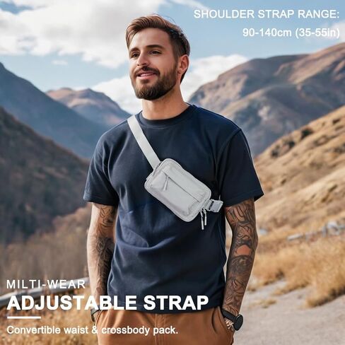 Belt Bag with Adjustable Waist Belt, Lightweight Fanny Pack, Crossbody Bag for Travel/Running/Hiking, Stocking Stuffers for Women Men, Black in Saudi Arabia