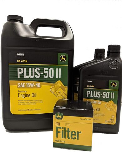 John Deere Original Equipment Goant Change Kit Filter and Oil - (1) M806419 + (6) Quarts 15W -40 in Saudi Arabia
