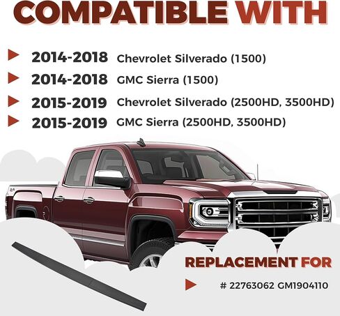 ECOTRIC Tailgate Molding Cap Cover Trim Compatible with 2014-2019 Chevy Chevrolet Silverado GMC Sierra 1500 2500HD 3500HD Replacement for 22763062 GM1904110 Top Protector Molding (3Pcs) in Saudi Arabia