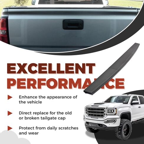 ECOTRIC Tailgate Molding Cap Cover Trim Compatible with 2014-2019 Chevy Chevrolet Silverado GMC Sierra 1500 2500HD 3500HD Replacement for 22763062 GM1904110 Top Protector Molding (3Pcs) in Saudi Arabia