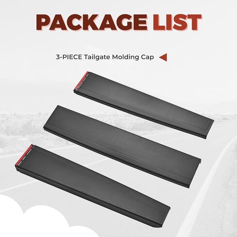 ECOTRIC Tailgate Molding Cap Cover Trim Compatible with 2014-2019 Chevy Chevrolet Silverado GMC Sierra 1500 2500HD 3500HD Replacement for 22763062 GM1904110 Top Protector Molding (3Pcs) in Saudi Arabia