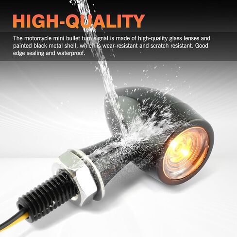 LED إشارات بدوره الدراجات النارية ، مؤشر خلفي الأمامي الرصاصة صغيرة مع مصباح العنبر ، 12 فولت إشارات الدوران العالمي لخفيفة لهارلي ياماها هون دا كاواساكي مقهى راكسر الدراجة الأوساخ (أسود) in Kuwait