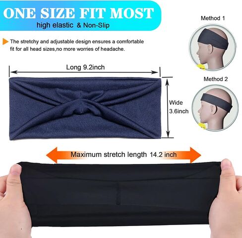 Headbands for Men Women Sweat Bands Headbands Men Sweatbands for Mens Women 3 Pack Cooling Head Bands Mens Elastic Headband Hairband for Running Yoga Gym Athletic Gifts in Saudi Arabia