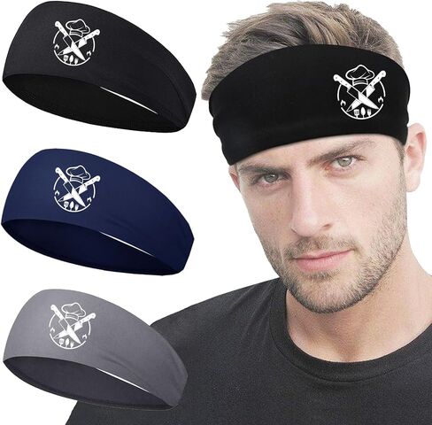 Headbands for Men Women Sweat Bands Headbands Men Sweatbands for Mens Women 3 Pack Cooling Head Bands Mens Elastic Headband Hairband for Running Yoga Gym Athletic Gifts in Saudi Arabia