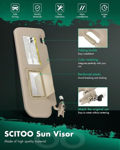 SCITOO Beige Right Passenger Side Auto Sun Visor Assembly fit for 2006-2008 for Hyundai Sonata with Sunroof in Saudi Arabia