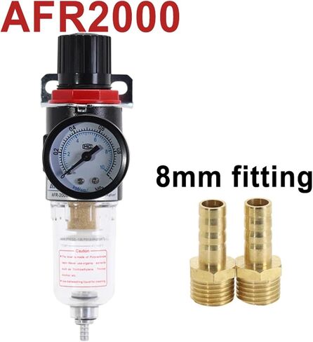 AFR2000 G1/4 Pneumatic Air Filter Regulator with Pressure Gauge/Flow Control Valve/Air Compressor Drain/Speed Controller(AFR-2000 w BT-6MM,1 Pcs) in Saudi Arabia
