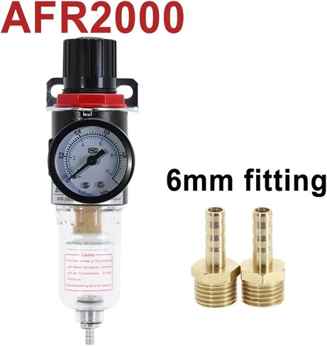 AFR2000 G1/4 Pneumatic Air Filter Regulator with Pressure Gauge/Flow Control Valve/Air Compressor Drain/Speed Controller(AFR-2000 w BT-6MM,1 Pcs) in Saudi Arabia