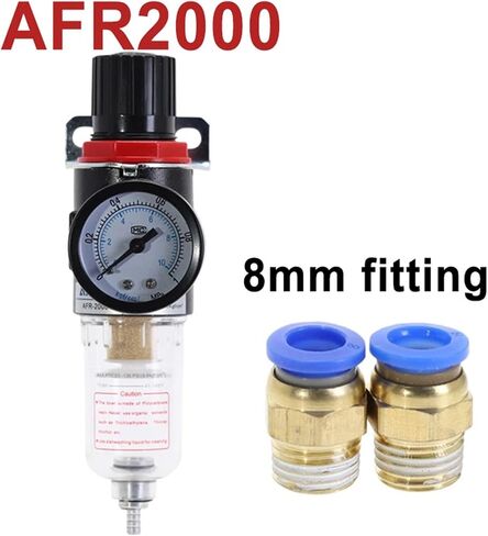 AFR2000 G1/4 Pneumatic Air Filter Regulator with Pressure Gauge/Flow Control Valve/Air Compressor Drain/Speed Controller(AFR-2000 w BT-6MM,1 Pcs) in Saudi Arabia